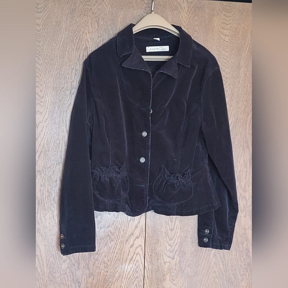 Riders by Lee Black Blazer Classic Button-Up Velvet